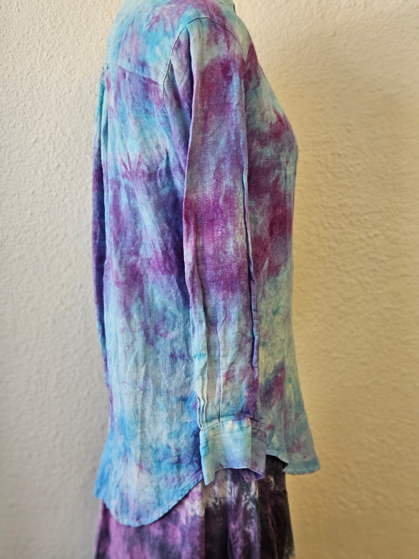 Hand Dyed Linen Shirt Size Small-Katze Boutique