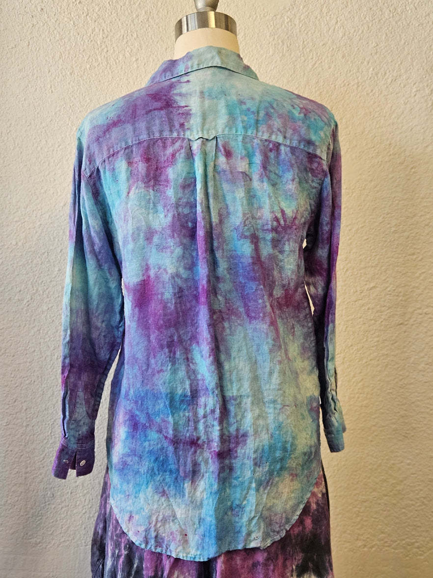 Hand Dyed Linen Shirt Size Small-Katze Boutique