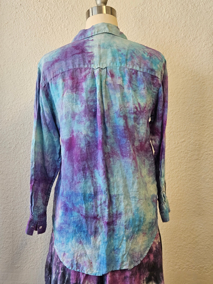 Hand Dyed Linen Shirt Size Small-Katze Boutique