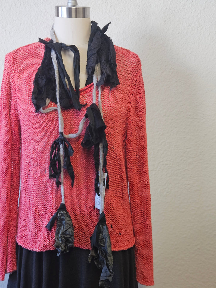 Artisan Black Skinny Scarf-Katze Boutique
