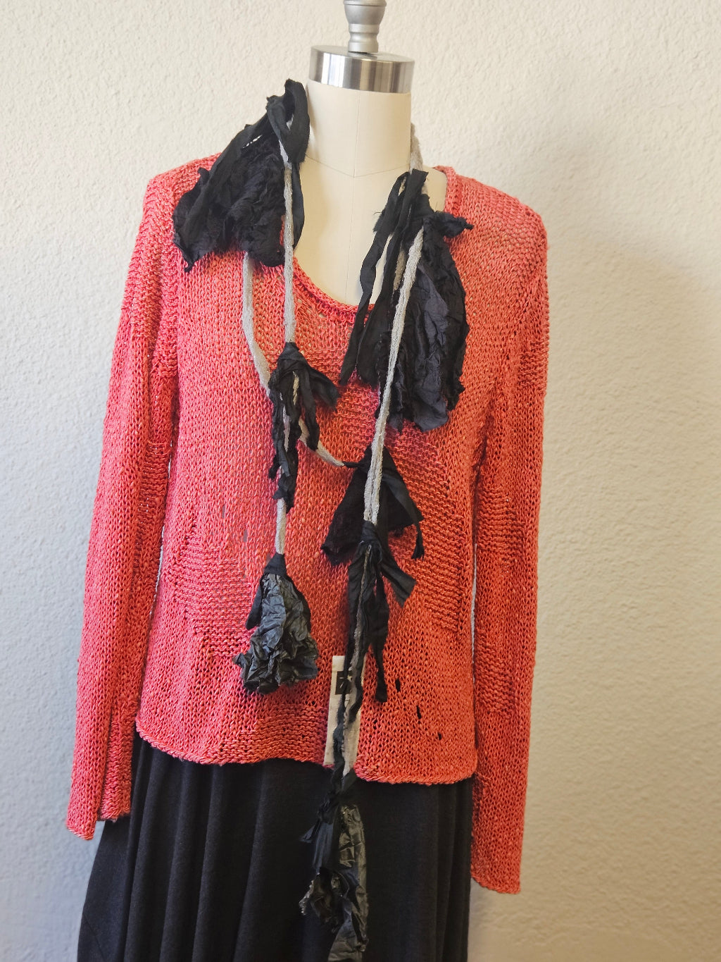 Artisan Black Skinny Scarf-Katze Boutique