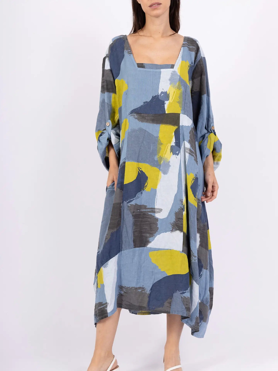 Made In Italy Plus Size Linen Dress-Katze Boutique