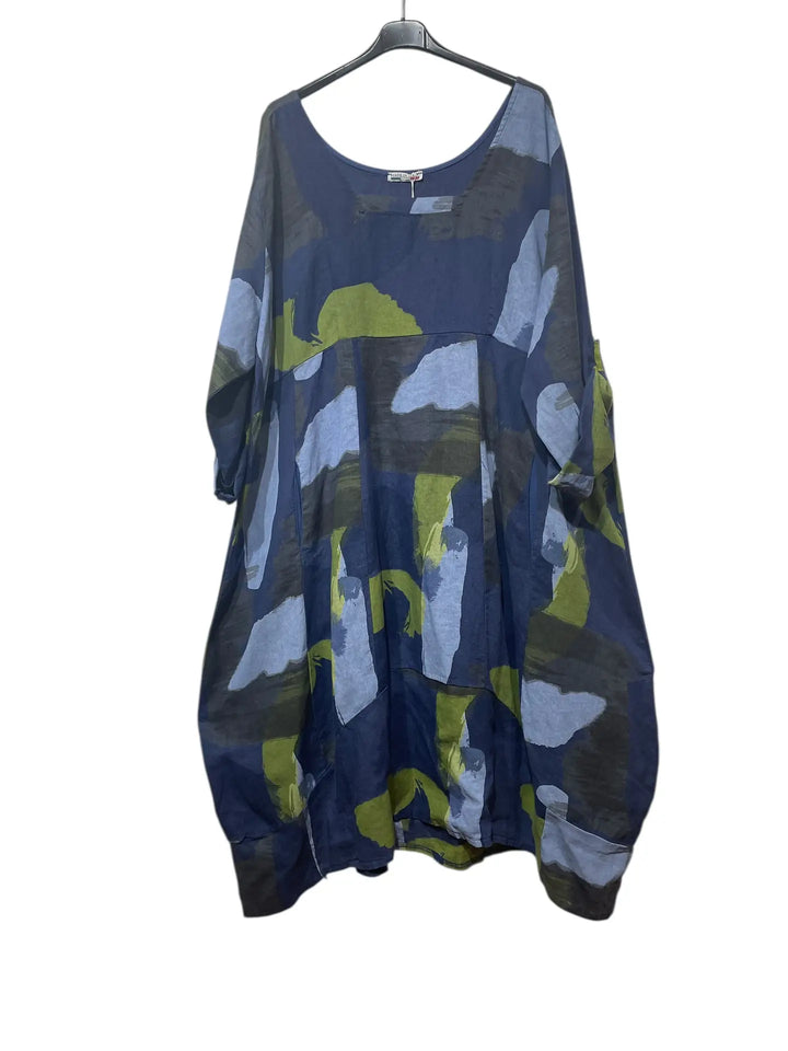 Made In Italy Plus Size Linen Dress-Katze Boutique