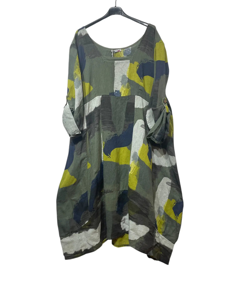 Made In Italy Plus Size Linen Dress-Katze Boutique
