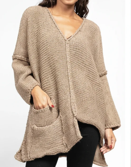 Asymmetrical Oversized Alpaca Sweater-Katze Boutique