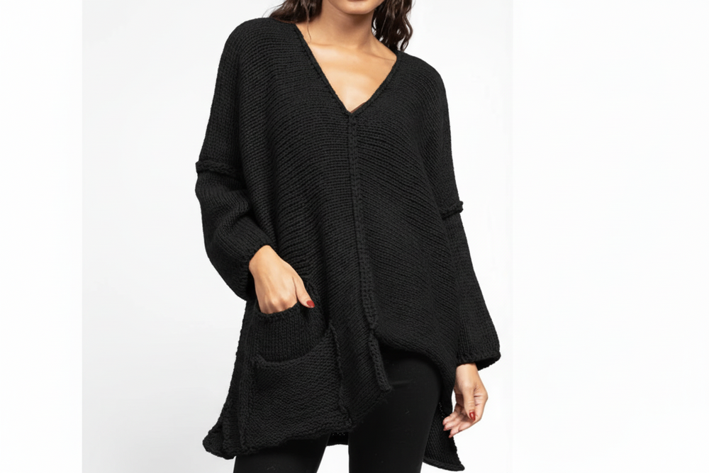 Asymmetrical Oversized Alpaca Sweater-Katze Boutique