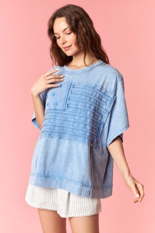 Peach Love America Flag Mineral Wash Tee-Katze Boutique