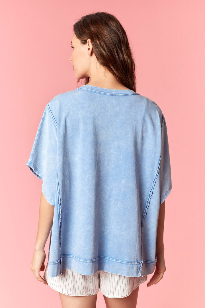 Peach Love America Flag Mineral Wash Tee-Katze Boutique