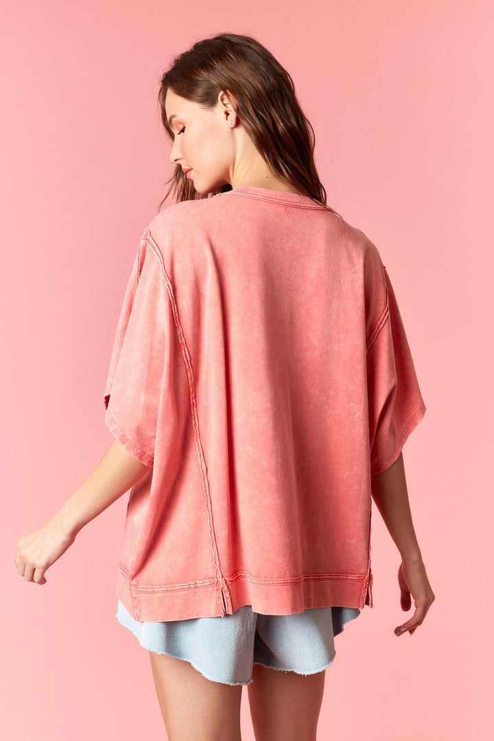 Peach Love America Flag Mineral Wash Tee-Katze Boutique