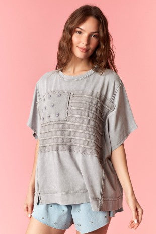 Peach Love America Flag Mineral Wash Tee-Katze Boutique