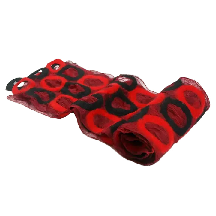 Merino Wool Silk Circle Scarf - Felted Chiffon Wrap | Katze Boutique