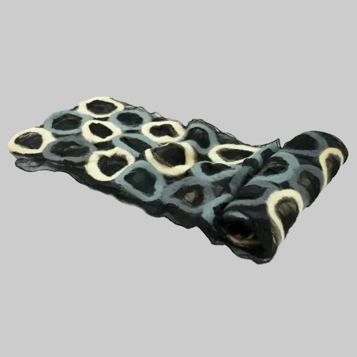 Merino Wool Silk Circle Scarf - Felted Chiffon Wrap | Katze Boutique