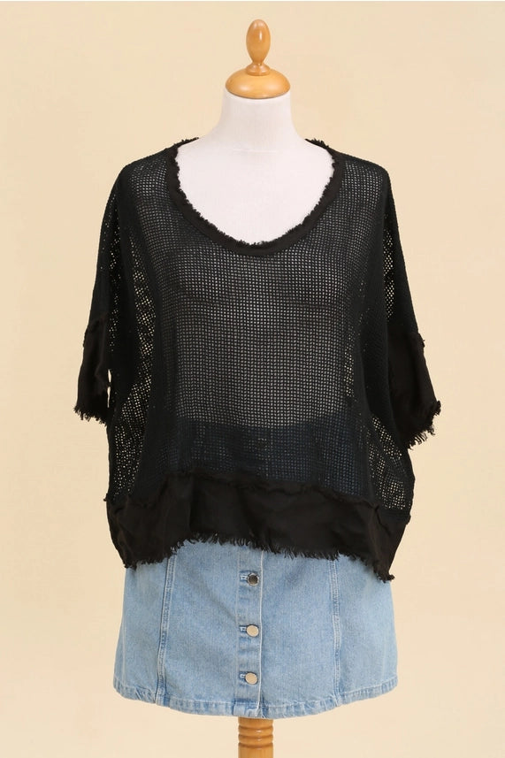 Made In Italy Cotton Linen Knit Top-Katze Boutique