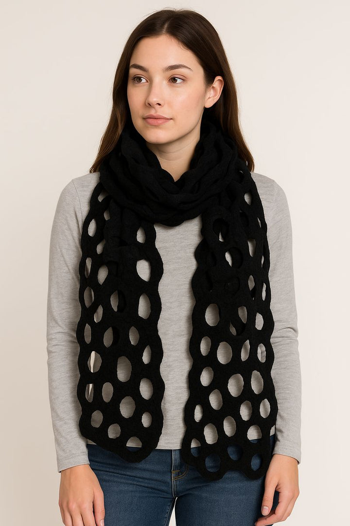 Ring Wool Black Scarf-Katze Boutique
