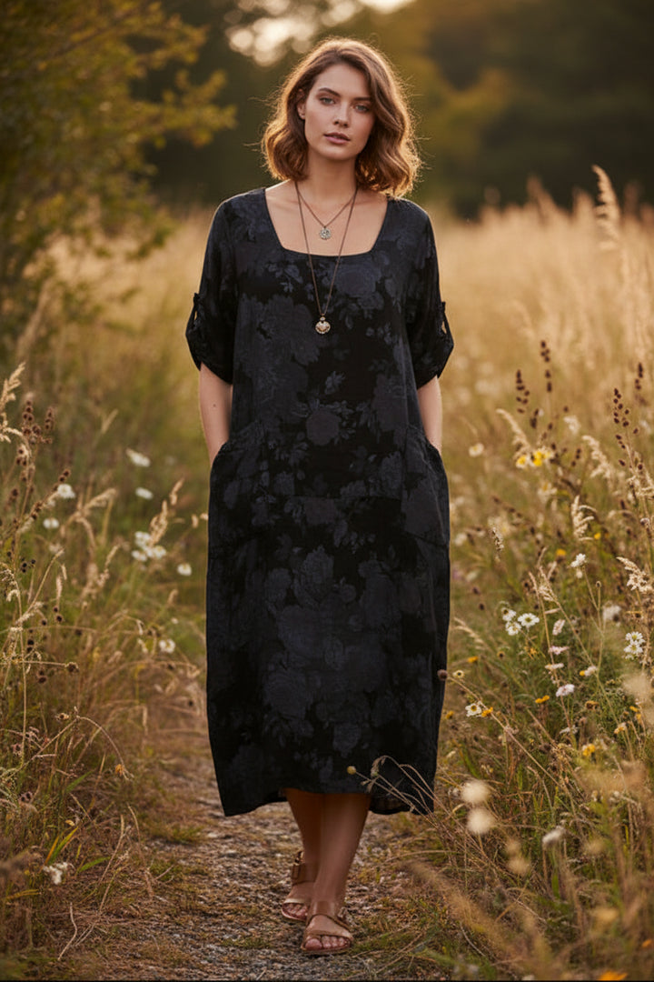 Made in Italy Linen Floral Dress | Katze Boutique