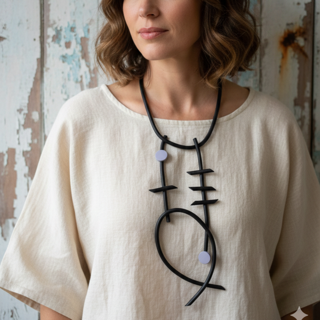 Black Rubber Necklace-Katze Boutique