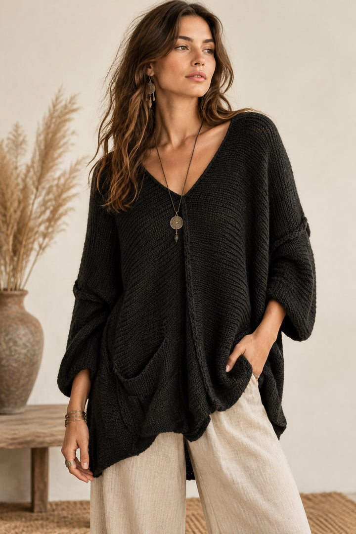 Made In Italy Asymmetrical Oversized Wool Sweater-Katze Boutique