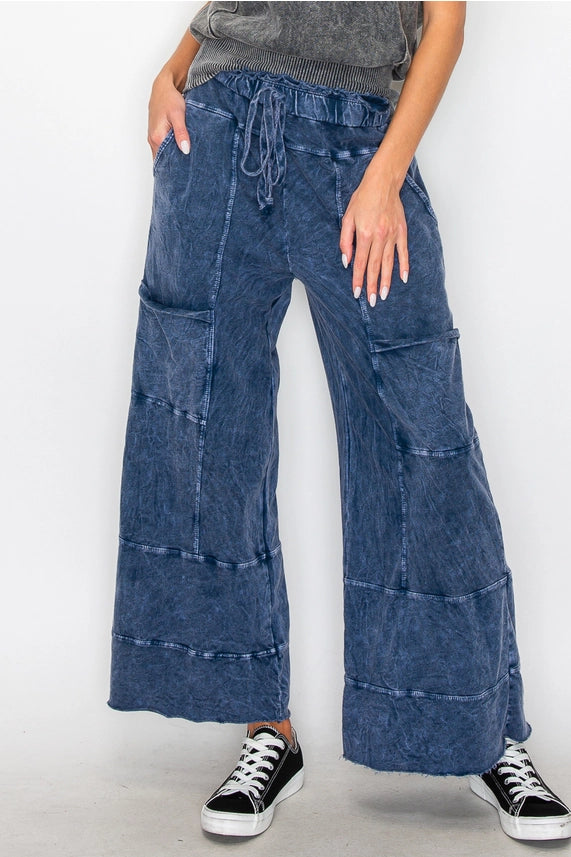 J. Her Mineral Wash Wide Leg Cropped Pants | Katze Boutique