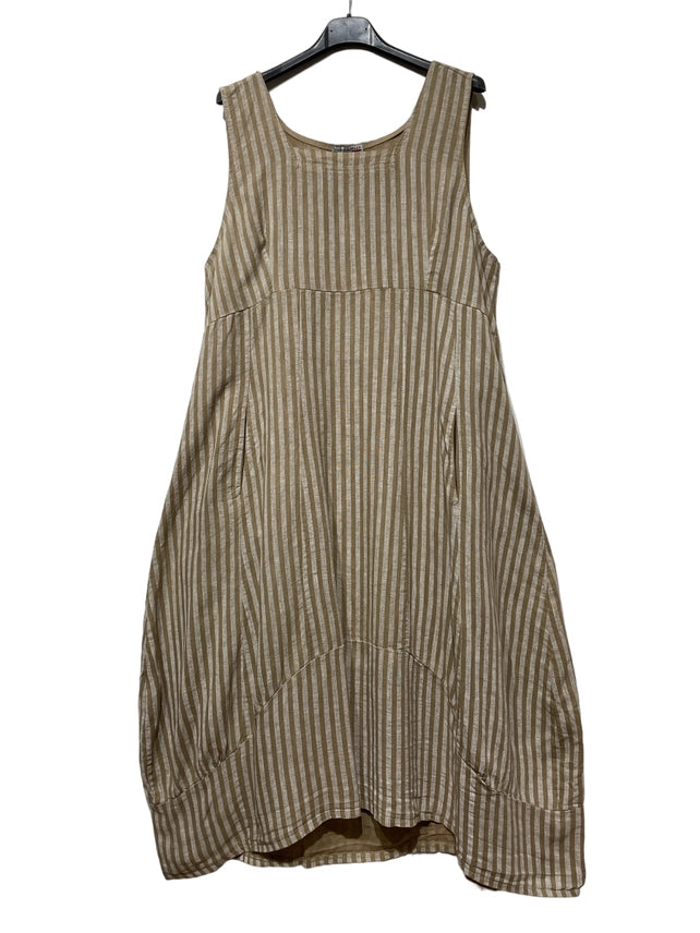 Made In Italy Striped Linen Dress-Katze Boutique