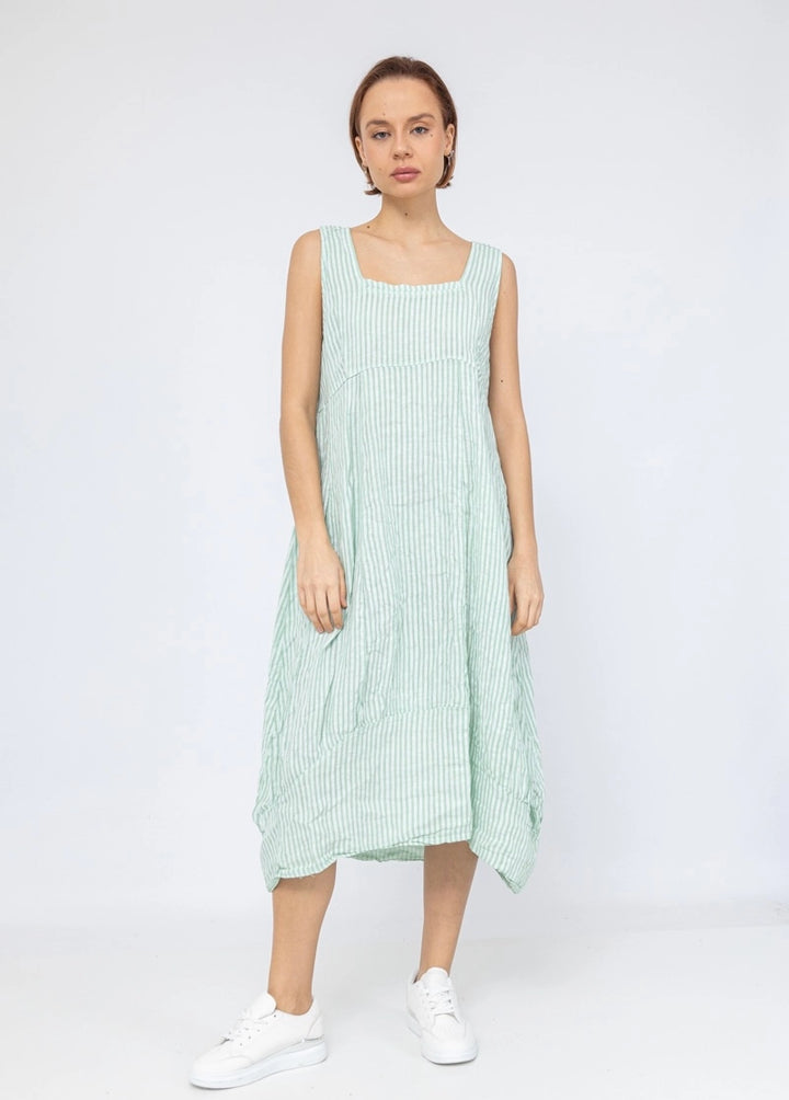 Made In Italy Striped Linen Dress