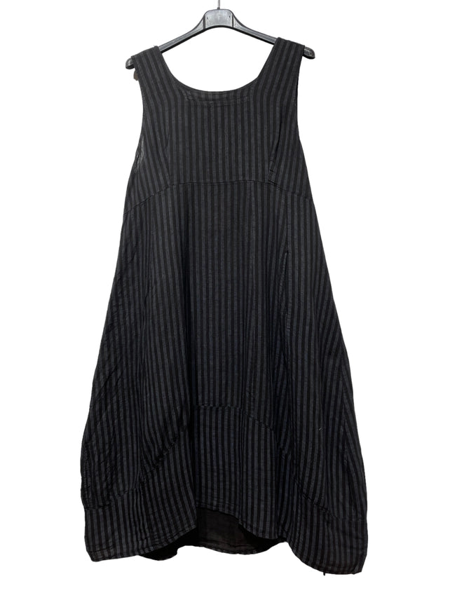 Made in Italy Premium Linen Striped Maxi Dress – Sleeveless, Pockets
