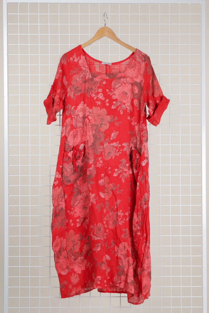Made In Italy Linen Floral Dress-Katze Boutique