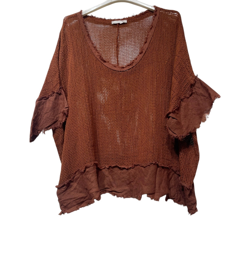 Bohemian Cotton Knit Blouse-Katze Boutique