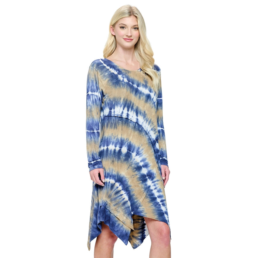 Asymmetrical Boho Tie Dye Jersey Dress-Katze Boutique