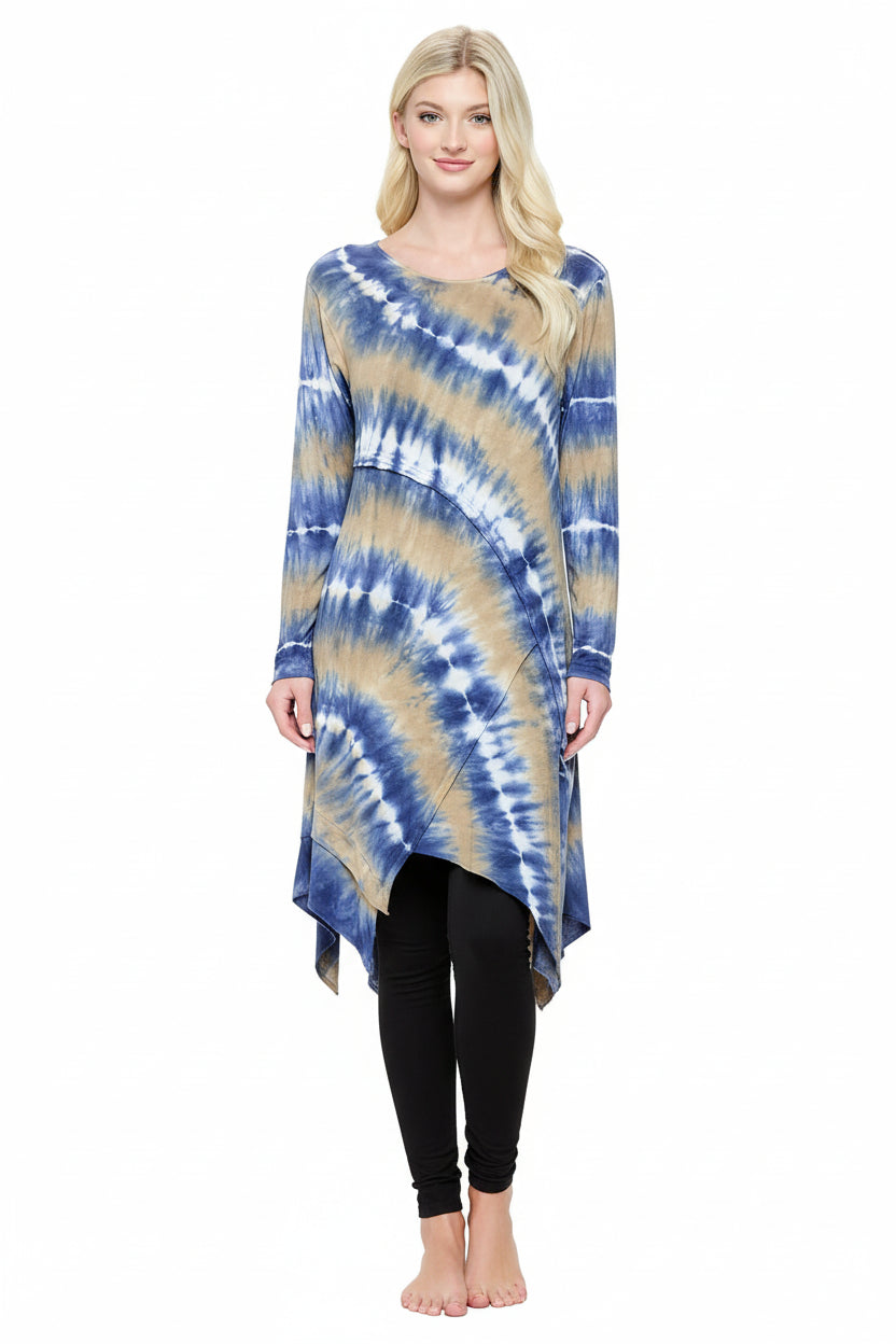 Asymmetrical Boho Tie Dye Jersey Dress-Katze Boutique