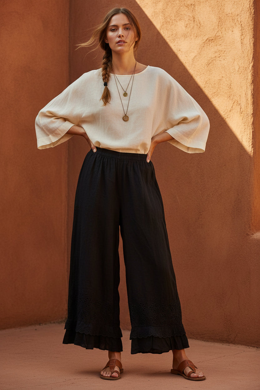 Eyelet Embroidery Linen Bloomers | Made in Italy – Katze Boutique