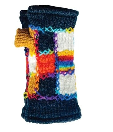 Color Block Wool Fingerless Gloves | Yak &amp; Yeti-Katze Boutique