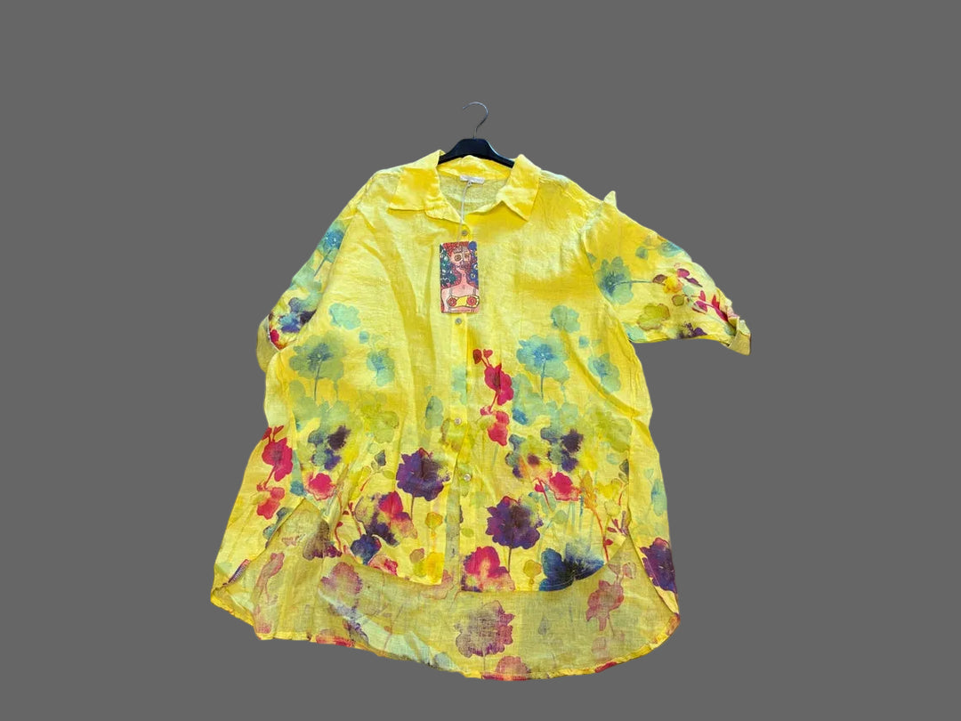 Colette Floral Print Linen Blouse