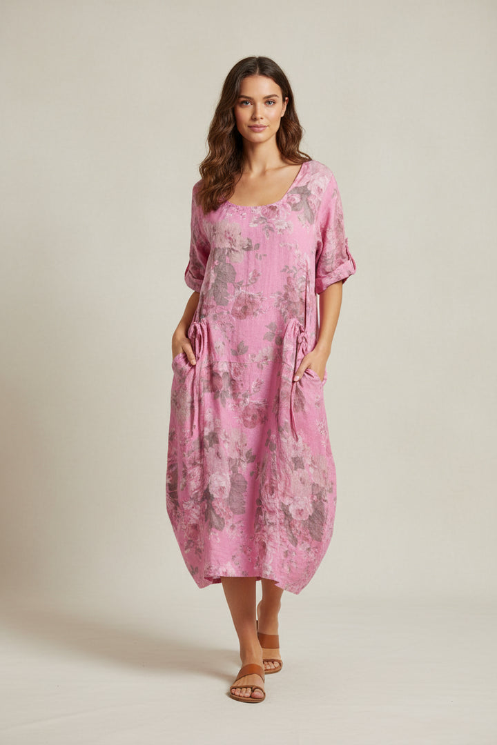 Made in Italy Linen Floral Dress | Katze Boutique