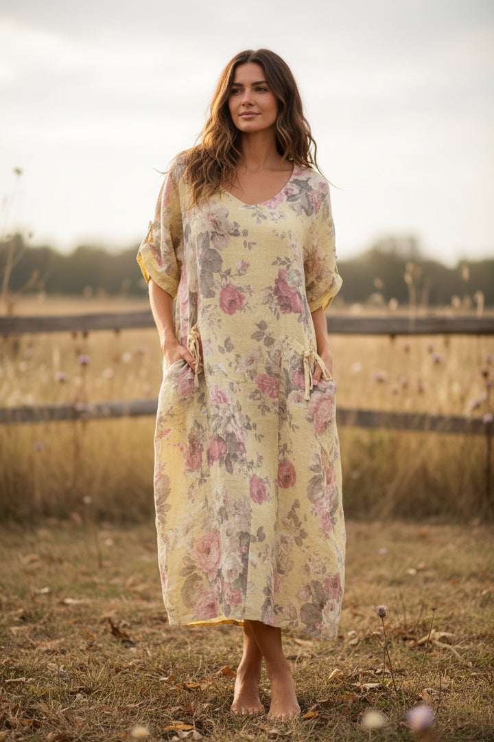 Made in Italy Linen Floral Dress | Katze Boutique
