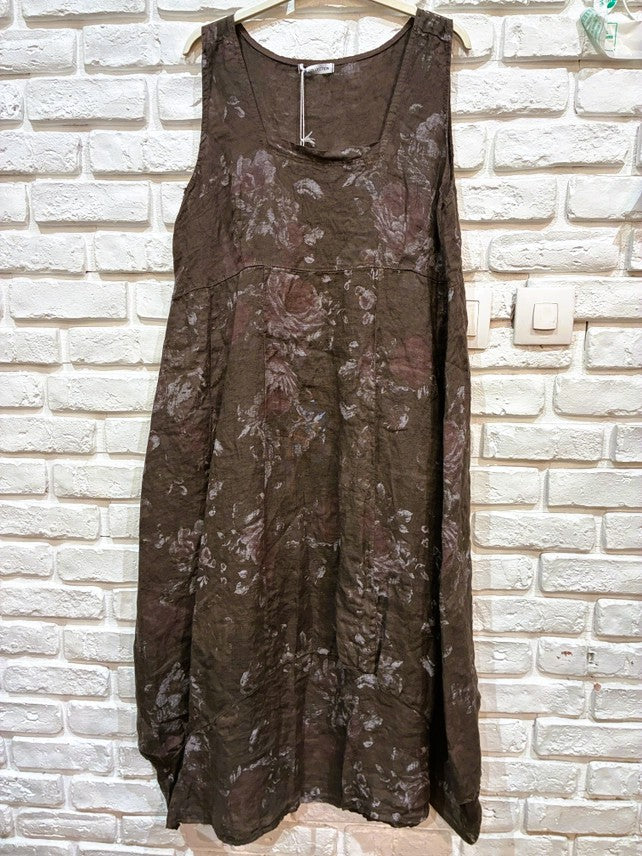 Made In Italy Floral Sleeveless Dress-Katze Boutique