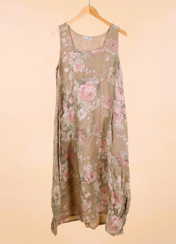 Made In Italy Floral Sleeveless Dress-Katze Boutique
