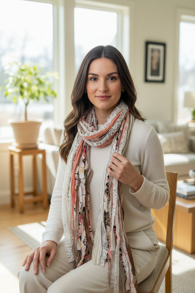 The Curated Raven Fringe Scarf -Love Lace-Katze Boutique