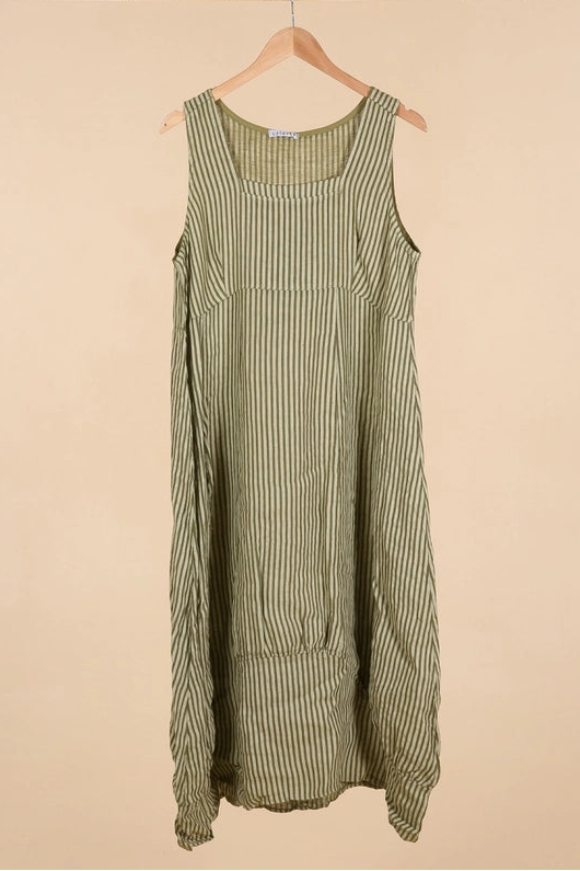 Made In Italy Striped Linen Dress-Katze Boutique
