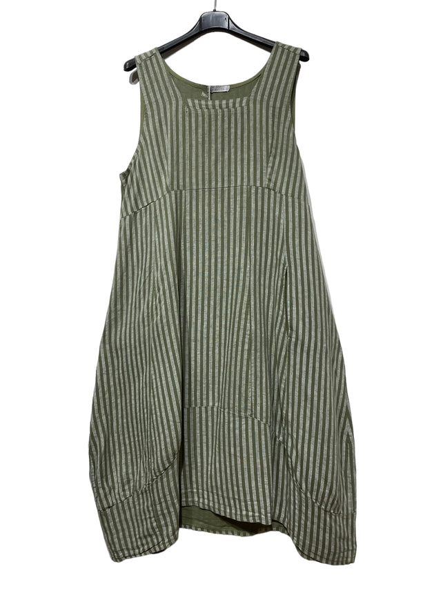 Made In Italy Striped Linen Dress-Katze Boutique