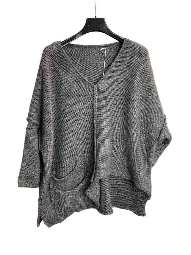Made In Italy Asymmetrical Oversized Wool Sweater-Katze Boutique