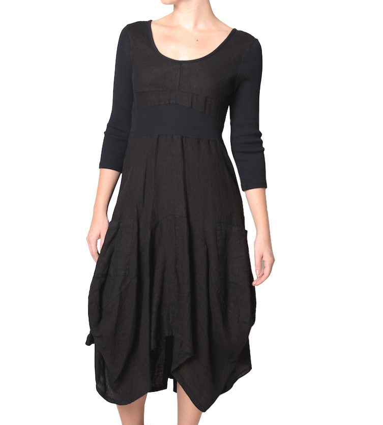 INIZIO ITALY Magic 3/4 Sleeves Linen Dress-Katze Boutique