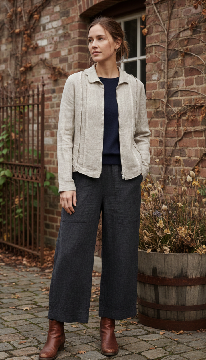 Inizio Italy Sand Washed Zip Front Jacket-Katze Boutique