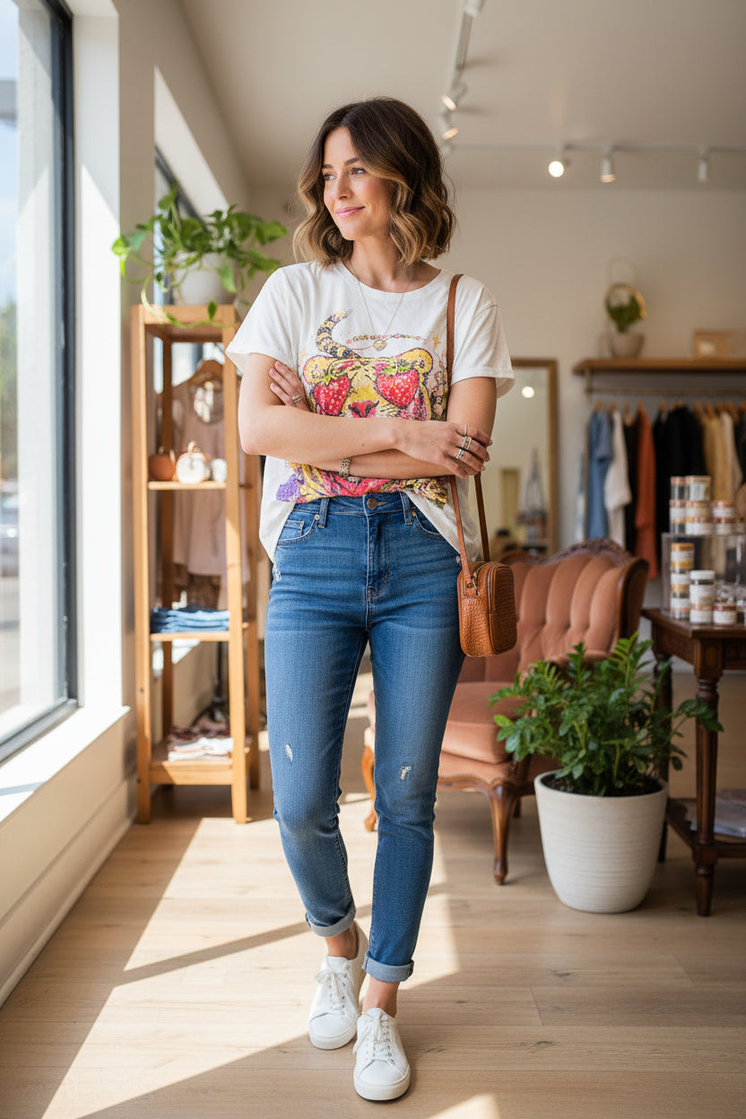 House of Jaded Gypsy Worn and Weathered Tee-Katze Boutique