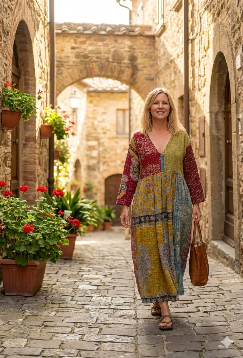 Jaded Gypsy Kantha Sunrise Dress-Katze Boutique