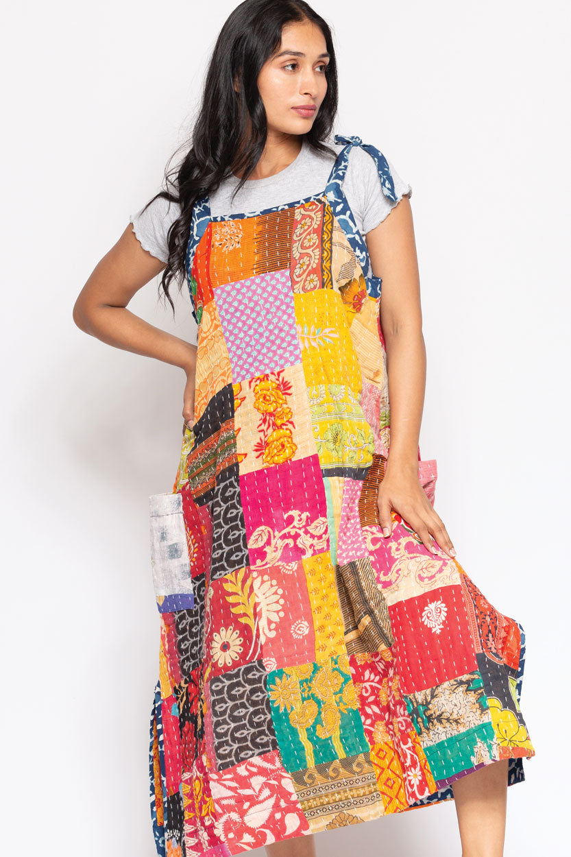 Handmade Reversible Cotton Kantha Dress-Katze Boutique