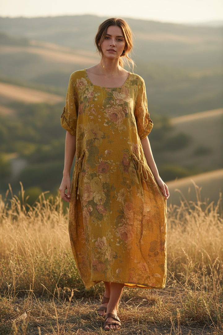 Made in Italy Linen Floral Dress | Katze Boutique