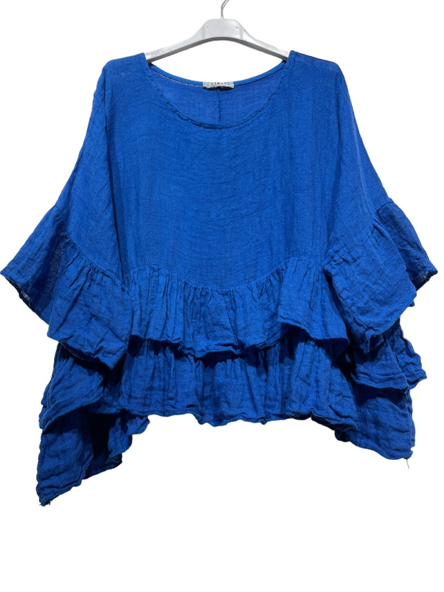 Italian Linen Crop Top | Made in Italy Ruffle Top | Katze Boutique