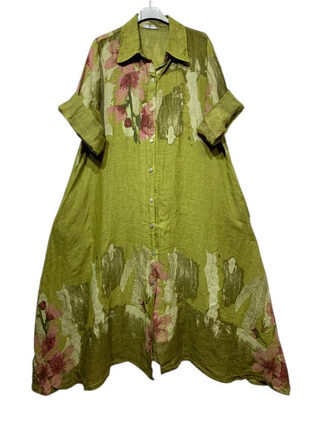 Long Linen Dress With Pockets | Italian Made Maxi Dress-Katze Boutique