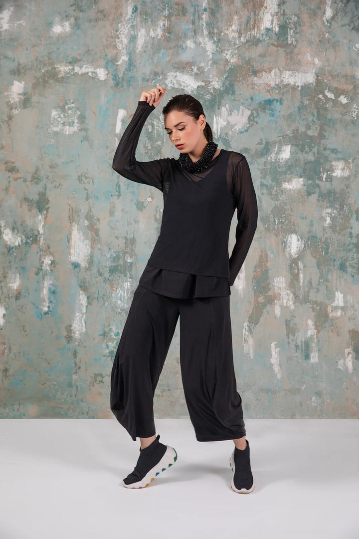 Kozan Mika Black Sheer Tee-Katze Boutique