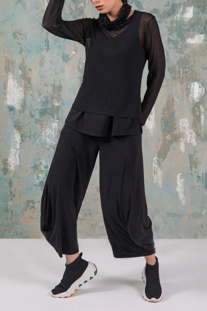 Kozan Mika Black Sheer Tee-Katze Boutique